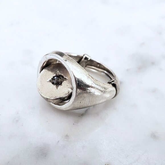 Henson Diamond and Sterling Flip Signet Ring -- Australian - Picture 2 of 10